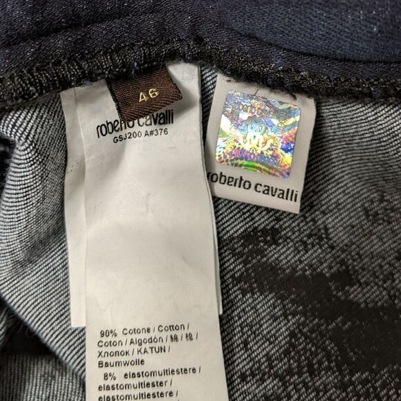 NWT ROBERTO CAVALLI Coated Skinny Jeans GSJ200 46 IT - Picture 5 of 10